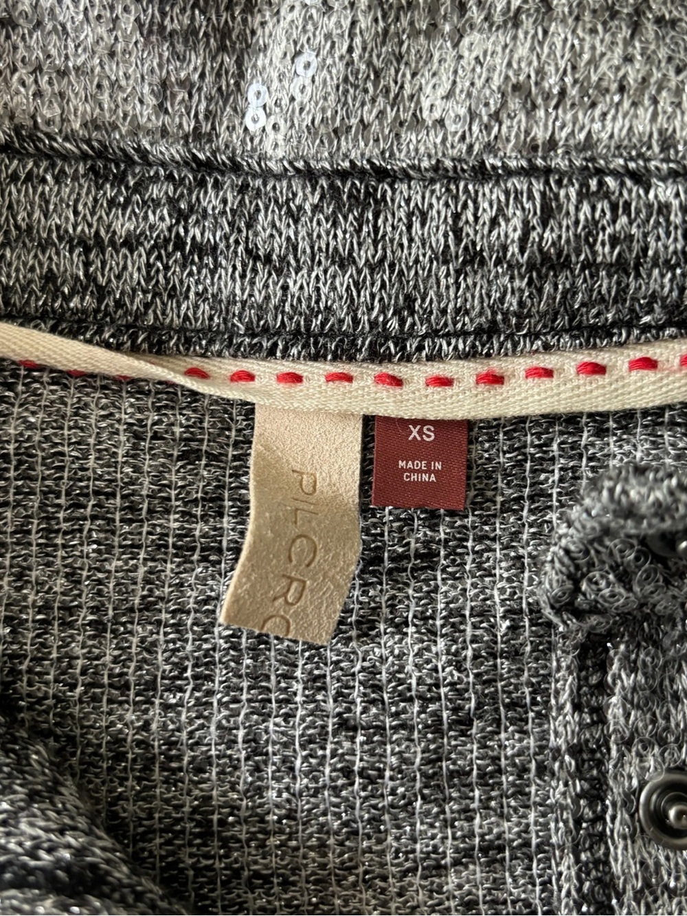 Pilcro Anthropologie Gray Sequin Metallic Knit Pullover Top XS - Picture 6 of 8